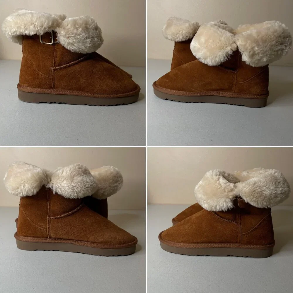 Macy's Style & Co Brown Suede Leather Faux Fur Lined Boots Size 7